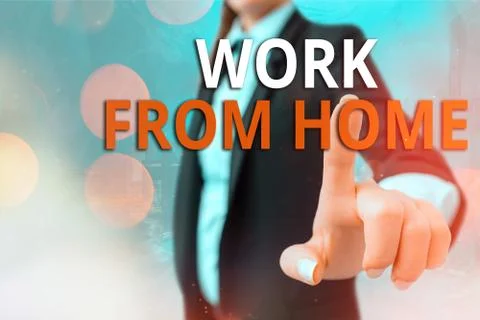 Writing note showing Work From Home. Business photo showcasing communicating Foto stock