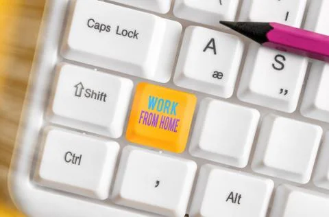 Writing note showing Work From Home. Business photo showcasing communicating Foto stock