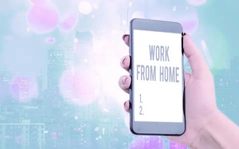 Writing note showing Work From Home. Business photo showcasing communicating Foto stock