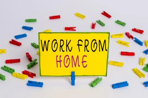 Writing note showing Work From Home. Business photo showcasing communicating Foto stock