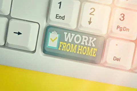 Writing note showing Work From Home. Business photo showcasing communicating Foto stock