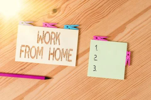 Writing note showing Work From Home. Business photo showcasing communicating Foto stock