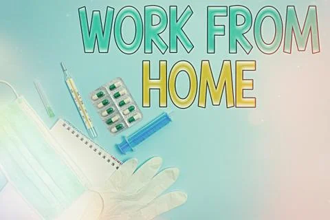 Writing note showing Work From Home. Business photo showcasing communicating Foto stock