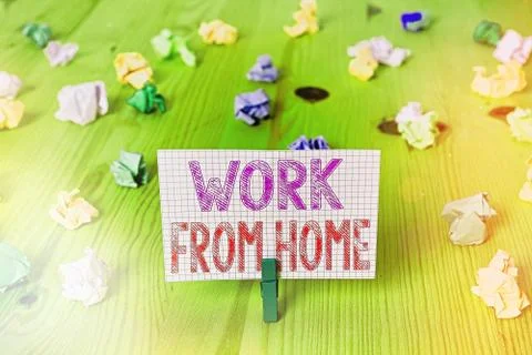 Writing note showing Work From Home. Business photo showcasing communicating Foto stock