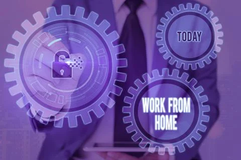 Writing note showing Work From Home. Business photo showcasing communicating Foto stock