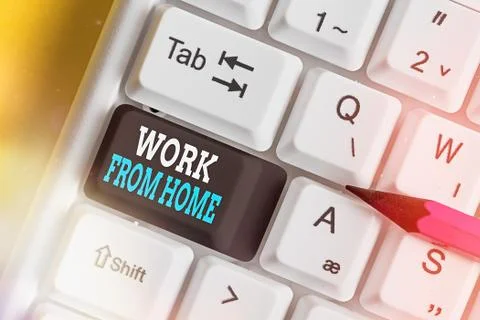 Writing note showing Work From Home. Business photo showcasing communicating Foto stock