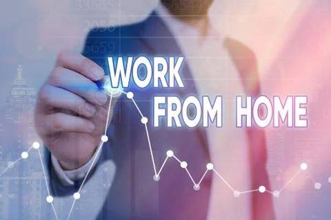 Writing note showing Work From Home. Business photo showcasing communicating Foto stock