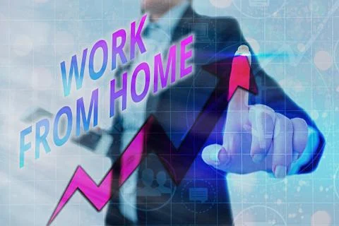 Writing note showing Work From Home. Business photo showcasing communicating Foto stock