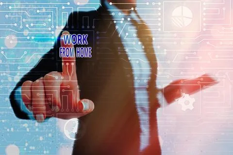 Writing note showing Work From Home. Business photo showcasing communicating Foto stock