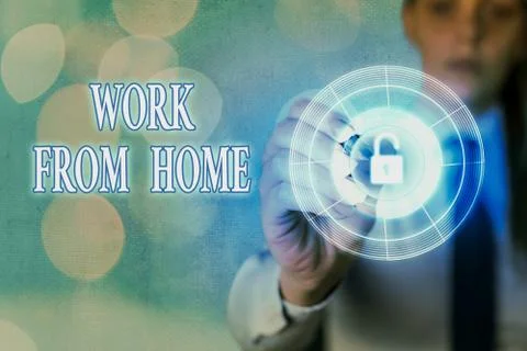 Writing note showing Work From Home. Business photo showcasing communicating Foto stock