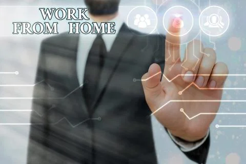 Writing note showing Work From Home. Business photo showcasing communicating Foto stock
