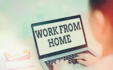Writing note showing Work From Home. Business photo showcasing communicating Foto stock