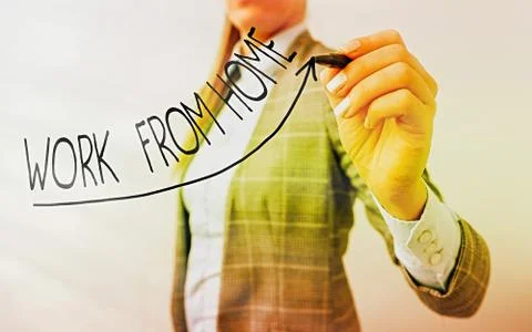 Writing note showing Work From Home. Business photo showcasing communicating Foto stock