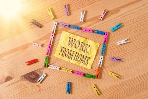 Writing note showing Work From Home. Business photo showcasing communicating Foto stock