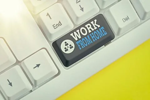 Writing note showing Work From Home. Business photo showcasing communicating Foto stock