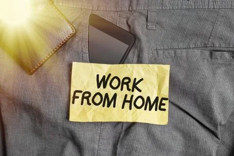 Writing note showing Work From Home. Business photo showcasing communicating Foto stock