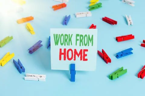 Writing note showing Work From Home. Business photo showcasing communicating Foto stock