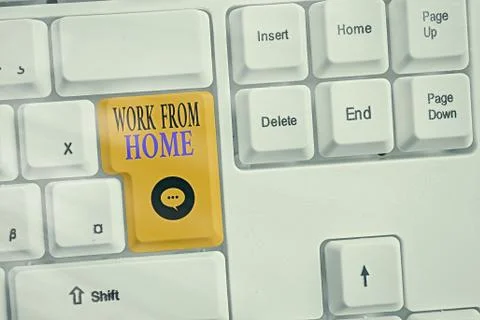Writing note showing Work From Home. Business photo showcasing communicating Foto stock