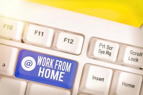 Writing note showing Work From Home. Business photo showcasing communicating Foto stock