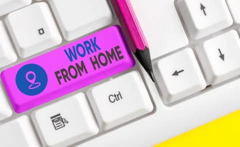 Writing note showing Work From Home. Business photo showcasing communicating Foto stock