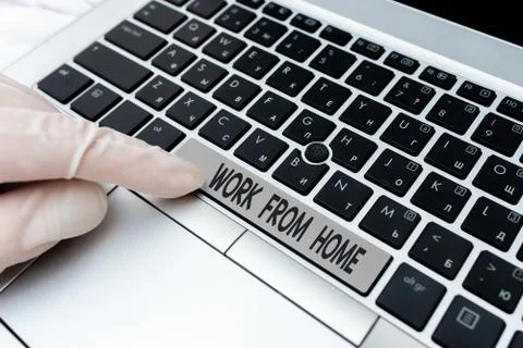 Writing note showing Work From Home. Business photo showcasing communicating Foto stock
