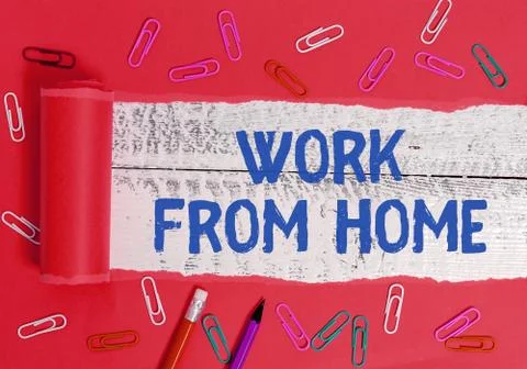 Writing note showing Work From Home. Business photo showcasing communicating Foto stock