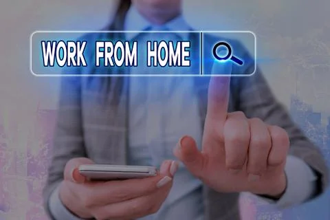 Writing note showing Work From Home. Business photo showcasing communicating Foto stock