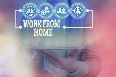 Writing note showing Work From Home. Business photo showcasing communicating Foto stock