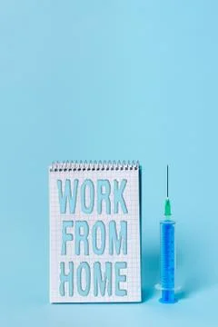 Writing note showing Work From Home. Business photo showcasing communicating Foto stock