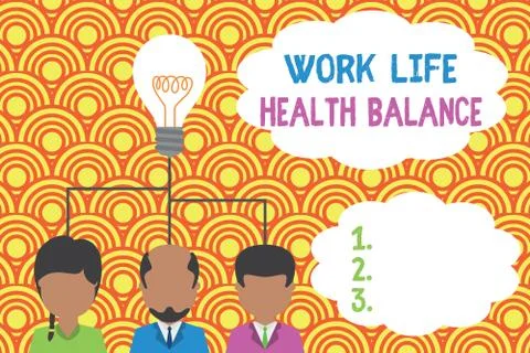 Writing note showing Work Life Health Balance. Business photo showcasing Stock Illustration