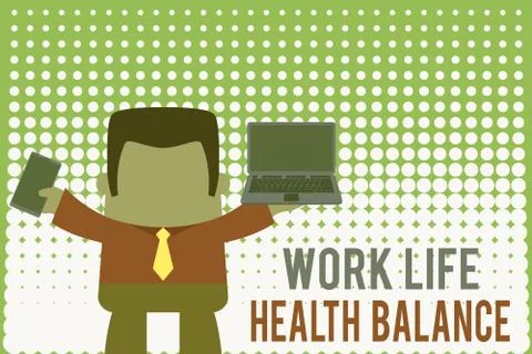 Writing note showing Work Life Health Balance. Business photo showcasing Stock Illustration
