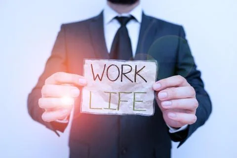 Writing note showing Work Life. Business photo showcasing An everyday task to Foto stock