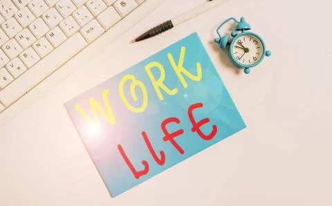Writing note showing Work Life. Business photo showcasing An everyday task to 写真素材