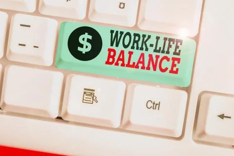 Writing note showing Work Life Balance. Business photo showcasing time allocated 库存照片