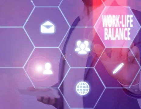 Writing note showing Work Life Balance. Business photo showcasing time allocated Foto stock