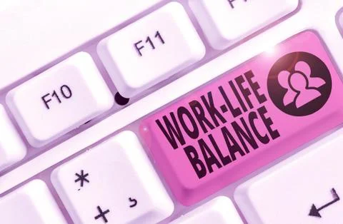 Writing note showing Work Life Balance. Business photo showcasing time allocated Foto stock