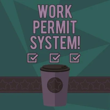 Writing note showing Work Permit System. Business photo showcasing formal Stock Illustration
