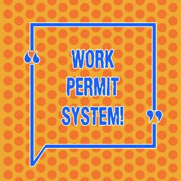 Writing note showing Work Permit System. Business photo showcasing formal Stock Illustration