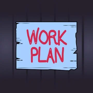 Writing note showing Work Plan. Business photo showcasing project to be Illustrazione stock