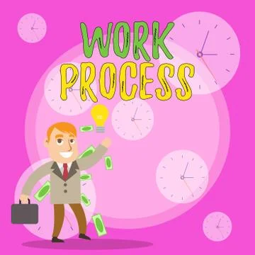 Writing note showing Work Process. Business photo showcasing Standard procedures Stock Illustration