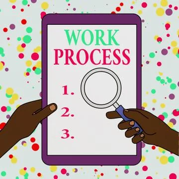 Writing note showing Work Process. Business photo showcasing Standard procedures Stock Illustration