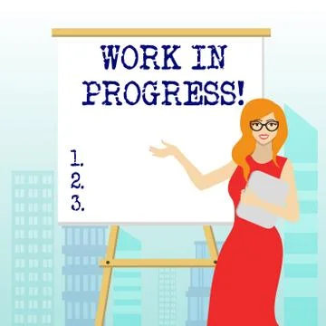 Writing note showing Work In Progress. Business photo showcasing unfinished Stockillustratie