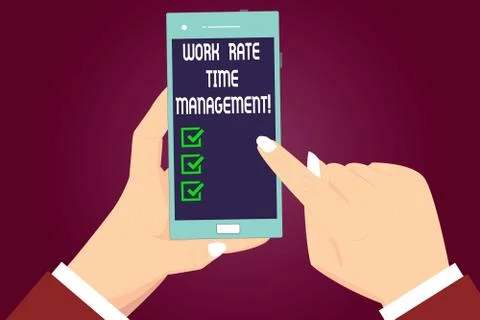 Writing note showing Work Rate Time Management. Business photo showcasing Stock Illustration