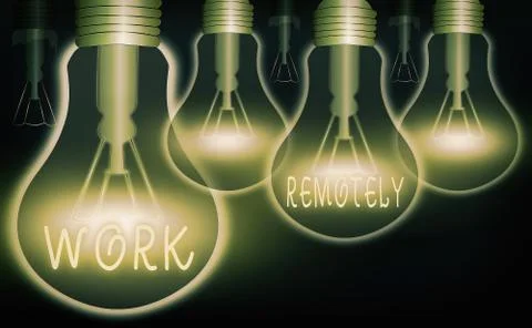 Writing note showing Work Remotely. Business photo showcasing fresh working Stock Illustration