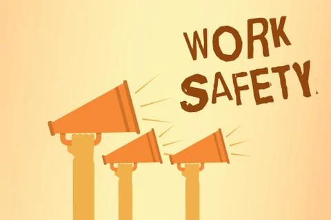 Writing note showing Work Safety. Business photo showcasing Policies and control Stock Illustration
