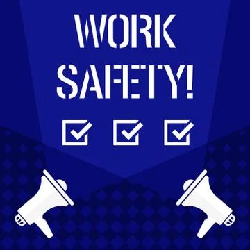 Writing note showing Work Safety. Business photo showcasing policies and proc Stock Illustration