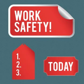 Writing note showing Work Safety. Business photo showcasing policies and Stock Illustration