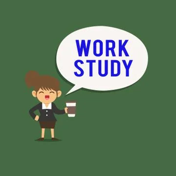Writing note showing Work Study. Business photo showcasing college program that Stock Illustration
