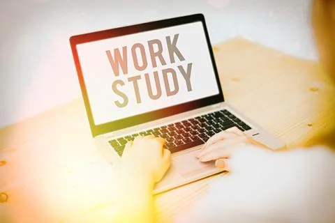 Writing note showing Work Study. Business photo showcasing college program that Stock Photos