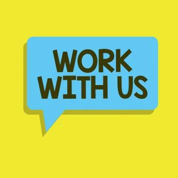 Writing note showing Work With Us. Business photo showcasing Invitation to join Stock Illustration